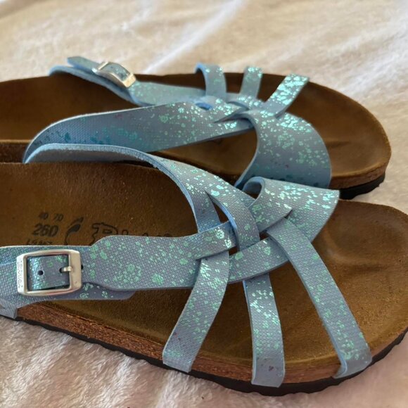 SIZE 9 - Birkenstock Women's Glitter Splatter Blue/Teal Sandals GOOD CONDITION - Picture 2 of 5